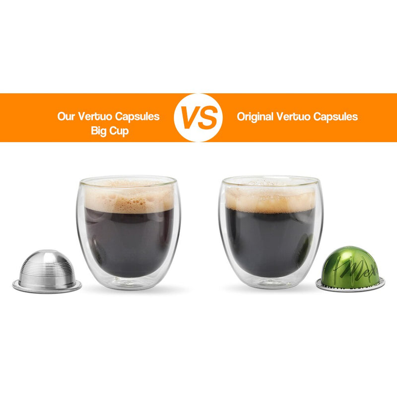 ICafilas BIG & Small CUP Espresso Capsulas ReusableNespresso Vertuoline & Vertuo Stainless Steel Refillable Coffee Filter  Pods