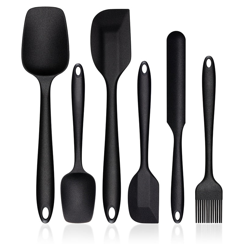 6 Pcs Kitchen Utensils Set Kitchenware Spatula Spoon Scraper Brush Tools Silicone Baking Cooking Cake Accessories