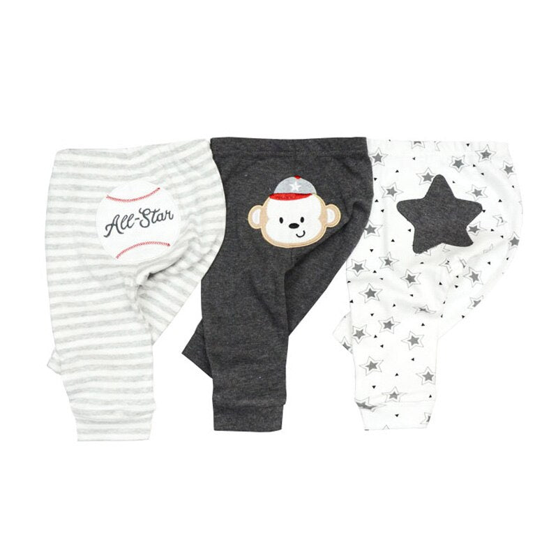 3/6 Pieces Baby Trousers Cotton Autumn Cartoon Animal Print Leggings Boys Girls Long Baby Pants