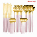 Western Cutlery Set 30 Piece Tableware Set Stainless Steel Dinnerware Black Spoon Fork Knife Dinner Set Complete Home Flatware