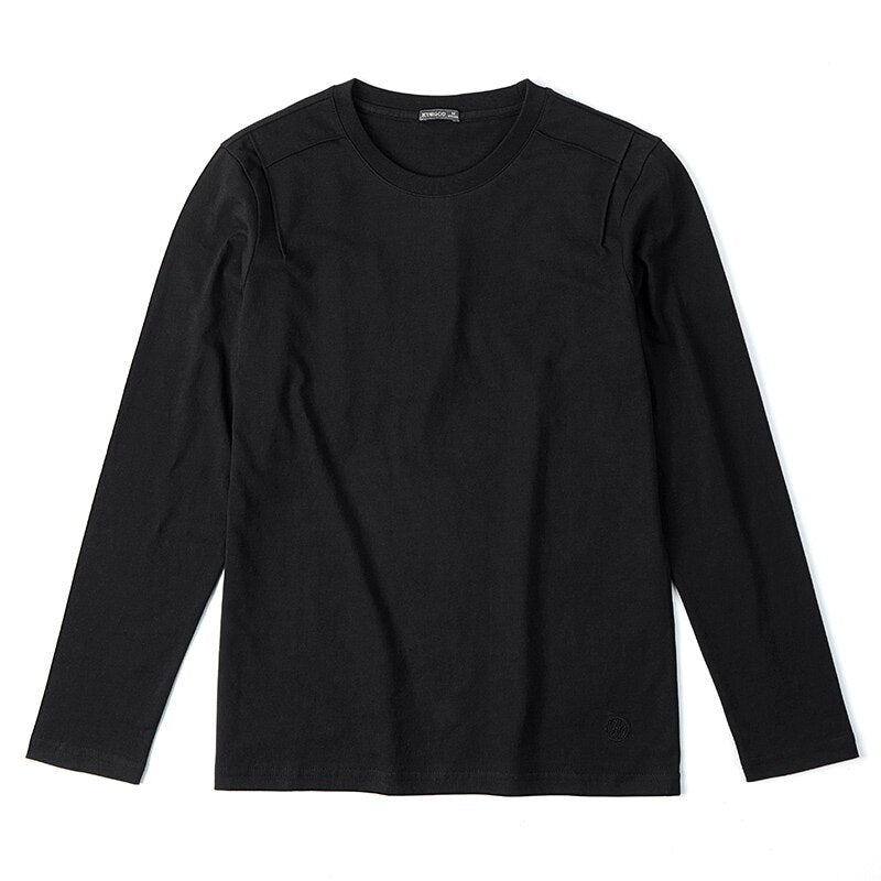 KUEGOU 100% Cotton Spring Autumn Men‘s  T-shirt long sleeve tshirt Simple embroidery fashion t shirt men top plus size  ZT-88014