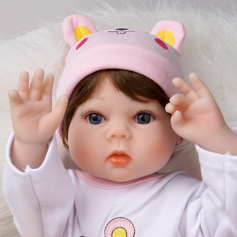 55cm Reborn Baby Doll Newborn Bebe Girl Silicone Vinyl Light Pink Outfit