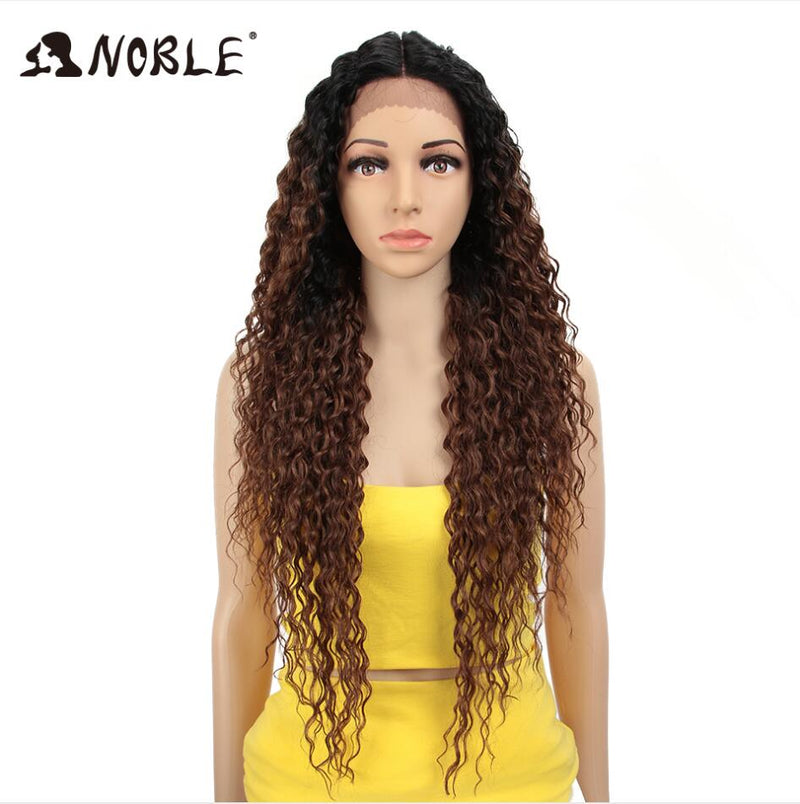 Noble Synthetic Lace Wig Long Wavy Hair 30 Inch Ombre Blonde Wigs For Black Women Blonde Wig Hair Synthetic Lace Wig