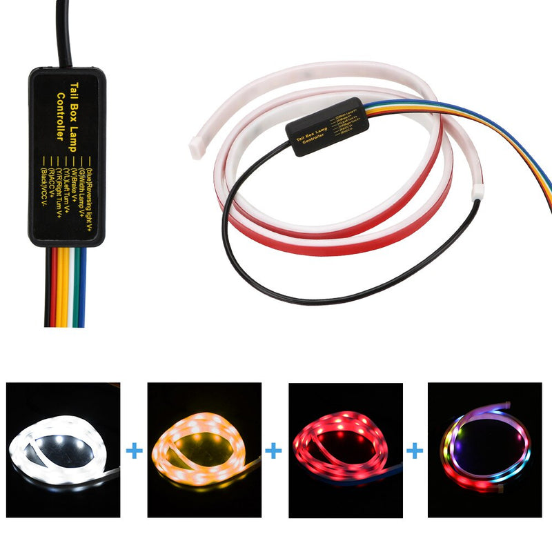 FORAUTO 1.2m 12V Car Rear Trunk Tail Light Dynamic Streamer Reverse Warning Light Brake Turn Signal Lamp Car LED Strip