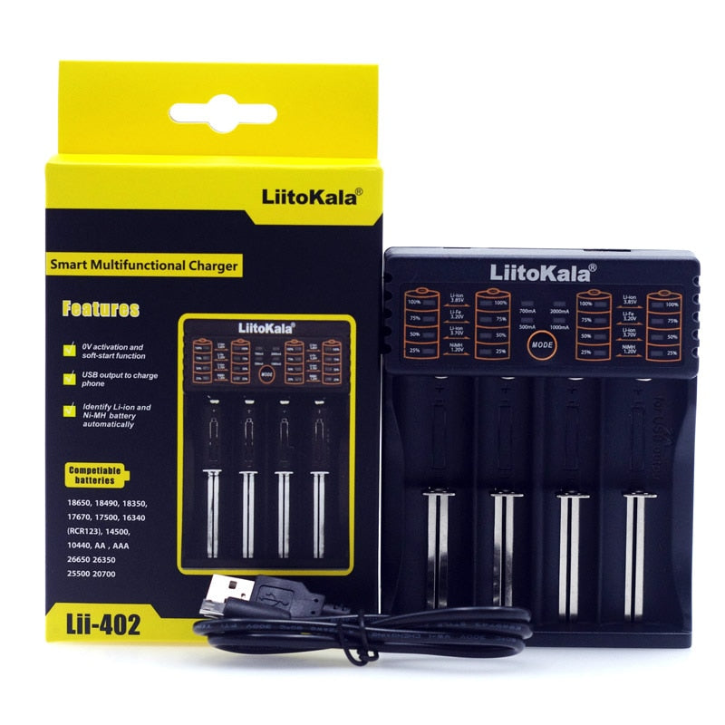 Liitokala Lii402 Lii202 Lii100 LiiS1 18650 Charger 1.2V 3.7V 3.2V AA/AAA 26650 NiMH li-ion battery Smart Charger 5V 2A EU Plug