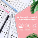 Y-kelin Oral Hygiene Care Orthodontic Tooth Brushes V-Shaped  Toothbrush Soft Bristle with One Inter-Dental Brush