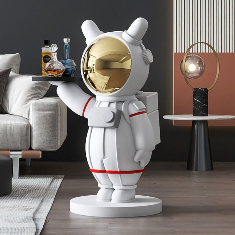 Figurita de bandeja de astronauta soñador, decoración nórdica para el hogar, estatua de resina para suelo, escultura moderna, accesorios de decoración para habitación interior