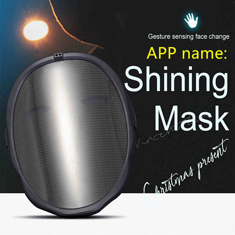 Bluetooth RGB Light Up LED Mask Diy Picture Animation Text Halloween Christmas Carnival Costume Party Game Child Masks Deco GIFT