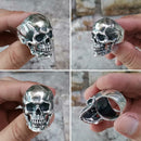 LINSION 925 Sterling Silver High Detail skull rings for men Biker Punk Ring TA50 US Size 7~15