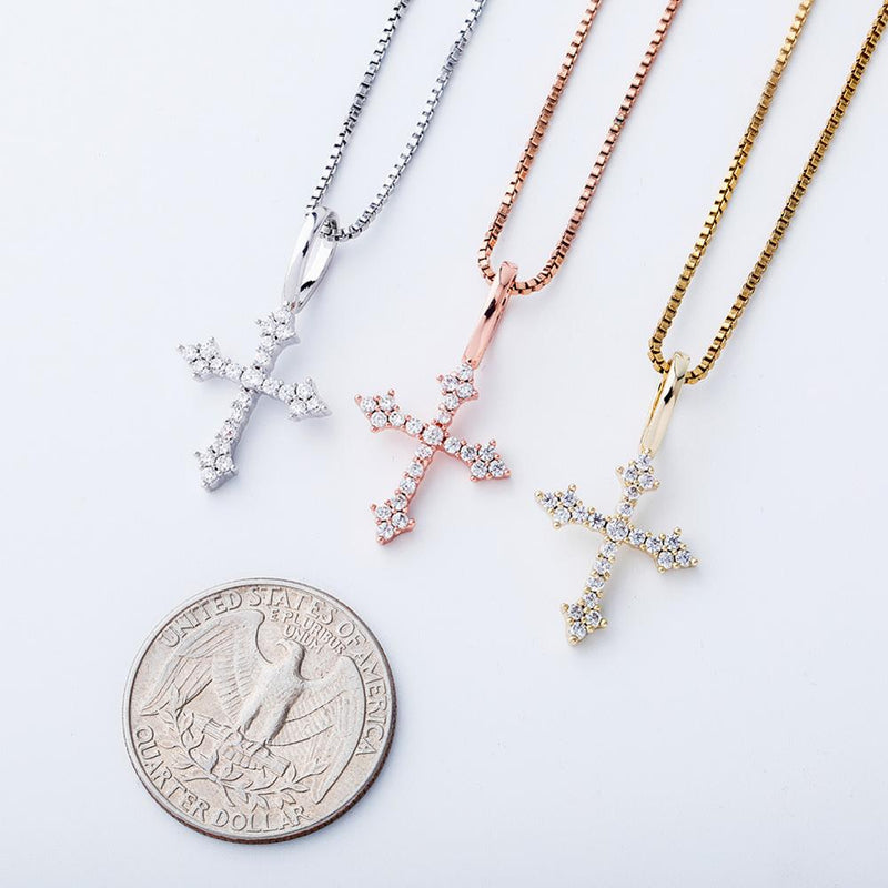 TOPGRILLZ 925 Sterling Silver Women Pendant Iced Cubic Zirconia Cross Pendant Fashion Hip Hop Jewelry For Gift