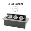 Desktop Socket Table Outlet 2 3 DE EU FR Socket With USB Charging Slow Pop Up Black Silver Aluminum Alloy Cover For Meeting Room