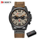 Relojes CURREN para hombre, marca de lujo, reloj de pulsera deportivo resistente al agua, cronógrafo, cuarzo, militar, cuero genuino, reloj Masculino