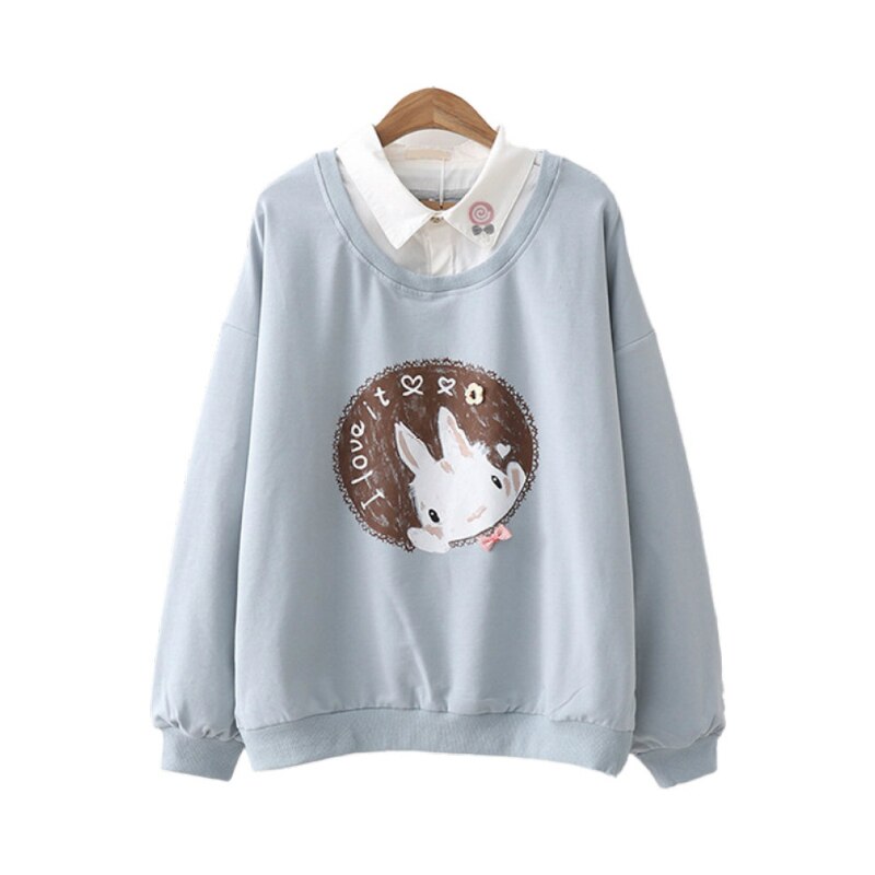 MERRY PRETTY Women Cartoon Print Hoodies 2020 Winter Long Sleeve Turndown Collar Pullovers Femme Harajuku Cute Sweatshirts