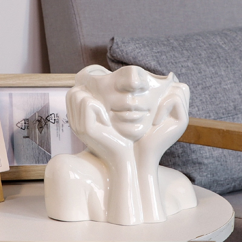 Nordic Keramik Simulation Menschlicher Körper Kunst Vase Skulptur Dekoration Home Wohnzimmer TV Schrank Handwerk Indoor Vasen Zubehör