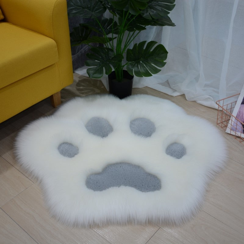 Alfombra de felpa suave con patrón de pata de gato, sofá para el hogar, mesa de café, alfombrilla para el suelo, alfombra decorativa para dormitorio y mesita de noche