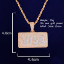 Visa Card Shape Pendant  Cubic Zircon Men's Hip Hop Necklace Jewelry