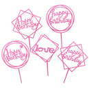 Happy Birthday Cake Topper Acrylic Gold Silver Cake Flag Cupcake Topper For Boy Girl Birthday Party Decorations Wedding Supplies