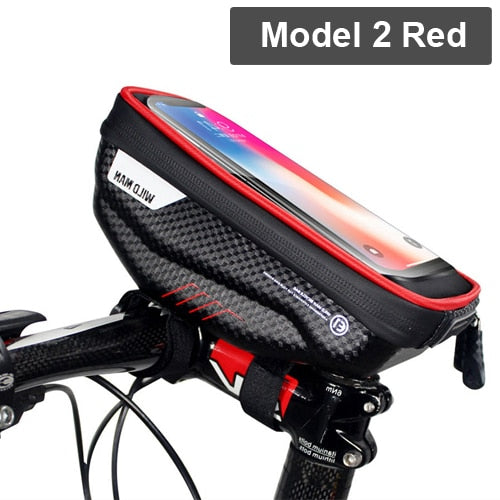 WILD MAN Waterproo Bicycle Phone Bag Top Tube Frame Bag Cycling Front Beam Bag Phone Holder For 6.5 inch Touch Screen Bike Bag