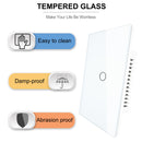 Interruptor táctil Wifi inteligente No requiere cable neutro Smart Home 1/2/3 Gang interruptor de luz 220V compatible con Alexa Tuya App 433RF remoto