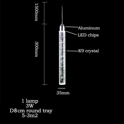 pendant lamp led modern minimalist Bubble K9 crystal hanging lights dining room Cylinder long tube pendant lights high ceiling