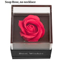 Girls Gift Natural Preserved Rose Jewelry Box /w Love Necklace Eteternal Flowers Jewelry Storage Case Birthday Gifts for Women