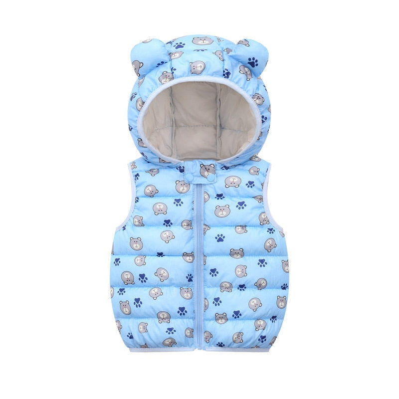 Children Warm Down Vest Autumn Baby Boys Girls Thicken Waistcoat Kids Outerwear Vests Children High Quality Hooded Jackets Vest