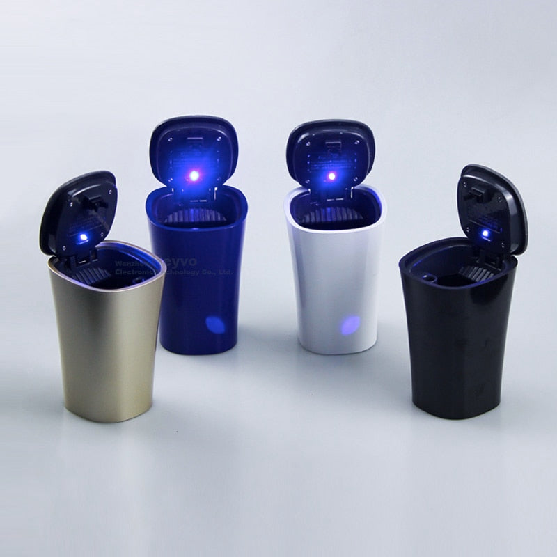 Tragbarer Auto-Aschenbecher mit blauem LED-Licht, automatischer Solarenergie, Auto-Zigaretten-Rauchschale, Aschenbecher für Auto-Autozubehör