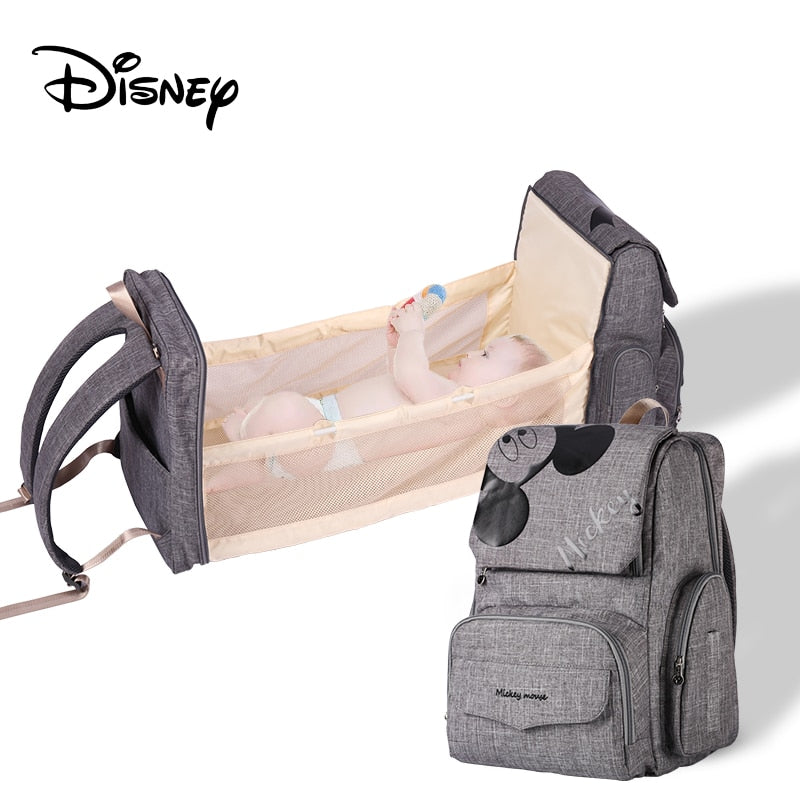 Disney Mummy Diaper Bag Maternity Nappy Nursing Bag for Baby Care Travel Backpack Designer Mickey Bags Handbag Gray and Black