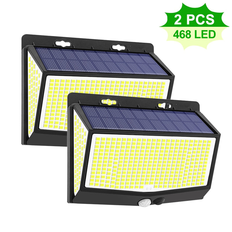 468/114 LED Lámpara solar al aire libre PIR Sensor de movimiento Luz solar impermeable Luz de pared alimentada Decoración de jardín Luz de calle de emergencia