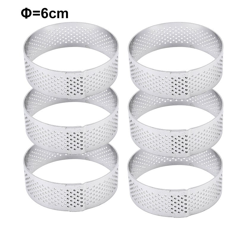 Tart Ring Stainless Steel Tartlet Mold Circle Cutter Pie Ring Heat-Resistant Perforated Cake Mousse Molds Tart Pastry