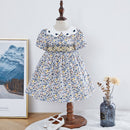 Kids Little Girls Handmade Smocked Floral Flower Print Dresses 2023 Spring Summer Toddler Girl Princess Vintage Smock Dress