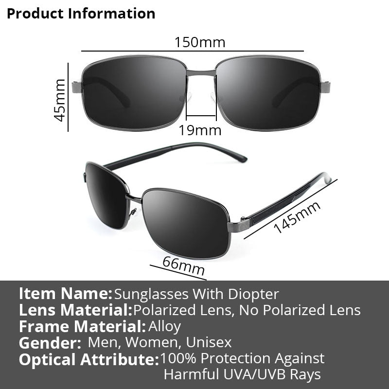 Gafas de sol para miopía con dioptrías, gafas de sol rectangulares de pesca polarizadas para hombres y mujeres-0,50-4,00-4,50-5,00-5,50-6,00