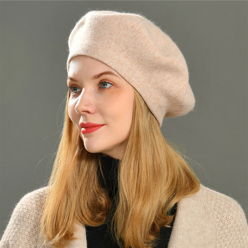 Women Beret Fashion Hat Winter Female Knitted Cotton Wool Hats Spring Brand Girls Wool Solid Color Beret