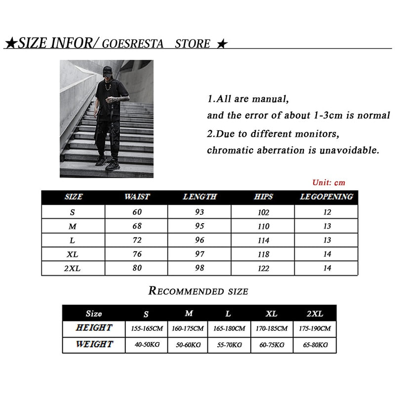 Cotton Hip Hop Cargo Pants Men Streetwear Ribbon Trousers Casual Harem Joggers Sweatpants  Harajuku Tide Brand Mens Clothing