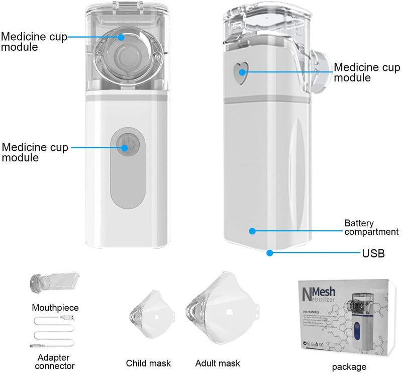 Inhalationsvernebler Tragbarer Ultraschall-Handheld-Kompressionsvernebler für Kinder und Erwachsene Medizinische Geräte für zu Hause