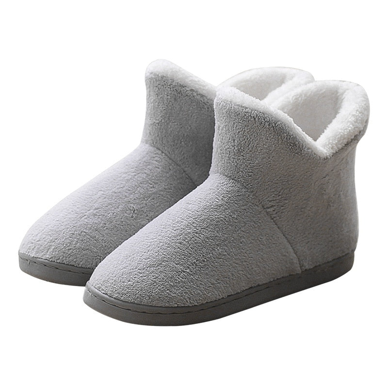 Women Winter Slippers Warm Plush Slip-on Couples Home Floor Shoes Anti-slip Comfortable Flats Female Warm Faux Fur Slippers