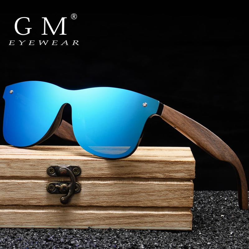 GM Walnut Wooden Sunglasses Women Brand Designer Retro Wood Sun Glasses For Men Mirror Shades Fashion Oculos Gafas De Sol