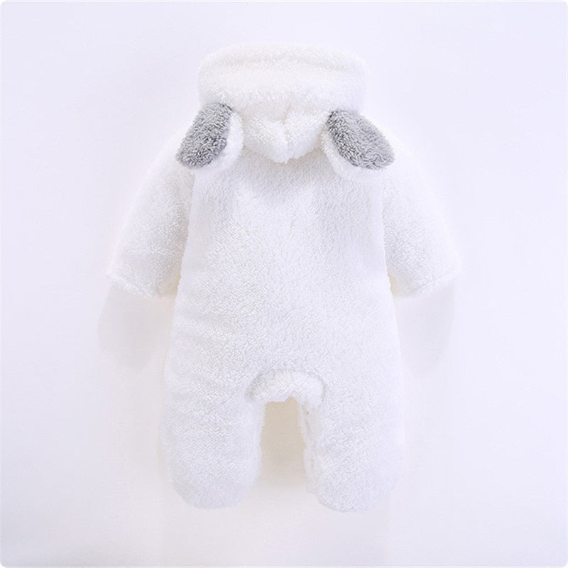 PatPat Neue Winter Warme Baumwolle Lässige Neugeborene Niedlichen Bären Design Winter Mit Kapuze Overall Tasche Fuß Strampler Für Baby Jungen Baby Mädchen