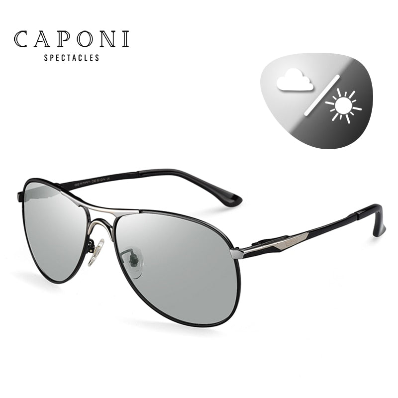 CAPONI Driving Photochromic High Quality Sunglasses Polarized Classic Brand Sun Glasses for Men oculos de sol masculino BS8722