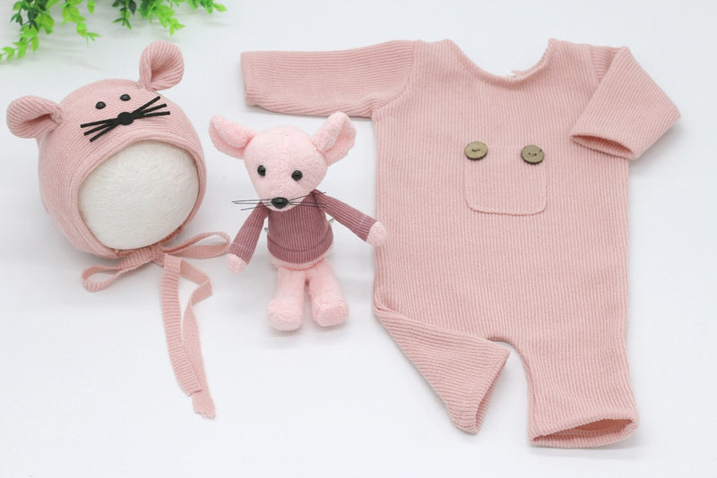 Atrezos para fotografía de bebés recién nacidos, muñeco de ratón, pelele para bebé, niño y niña, monos, traje de fotografía, accesorios de fotografía para estudio de bebés, ropa