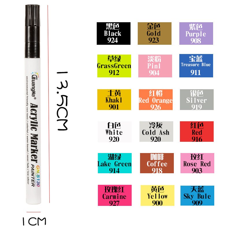 GN 6/12/18/36 Colors 0.7MM Acrylic Paint Marker Pen Set Art Drawing Marker Pen For Ceramic Rock Glass Porcelain Mug Wood Fabric