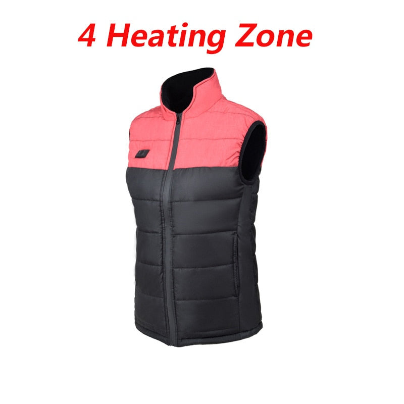 4 Zones Outdoor Heated Vest Men Women Electric Intelligent Heating Vest Jacket Slveeless Thermal Waistcoat Sports Hiking Camping