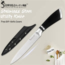 SOWOLL Cooking Kitchen Knife Tools Handmade Stainless Steel Knife 7 inch Japanese Cooking Knife Santoku Salmon Sushi Knife Gift
