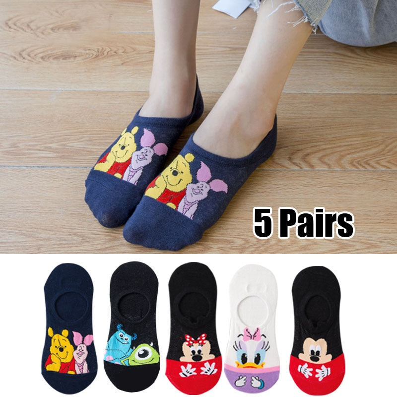 5 Pairs/Lot women socks Casual Korea cartoon animal socks Cotton Cute girl funny mouse duck ankle socks size 35-41 dropshipping