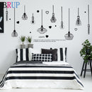 226 * 97 cm Schwarzer Kronleuchter Wandaufkleber Glühbirne Heimdekoration für Wohnzimmer Schlafzimmer Kunst DIY Vinyl Wandtattoos Abnehmbar