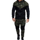 Conjunto de retazos de camuflaje informal para hombre, chaqueta con cremallera de camuflaje y pantalones, chándal de 2 piezas, ropa deportiva, sudadera, pantalón, traje de talla grande
