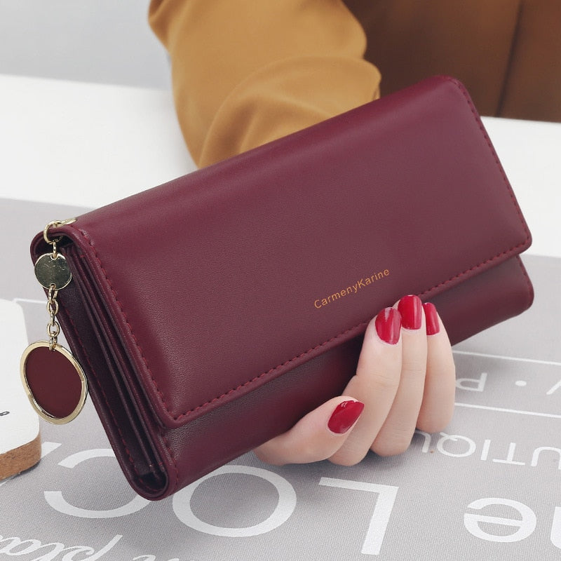 aliwood Brand Leather Women Wallets New Female Clutch Fashion Letter Long Tri-fold Wallet Purse Fresh Card Holder Cartera Mujer