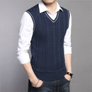2020 Sweater Men Fashion Sleeveless Knitted Vest Male V-Neck Pullover Male Jacket Slim Solid Casual Mens Woolen Sweaters Vest