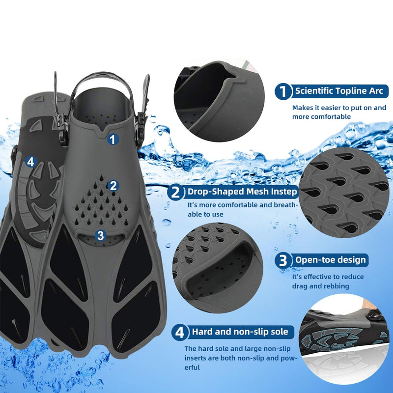 Adjustable Swimming Fins Adult Snorkel Foot Flippers Diving Fins Beginner Water Sports Equipment Portable diving Flippers Child