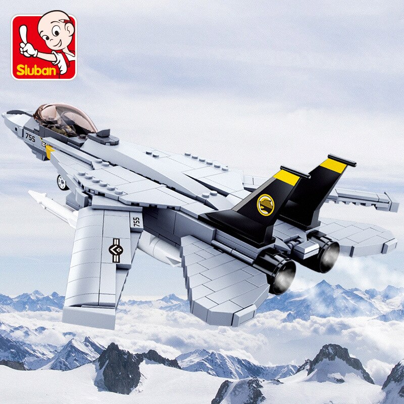 404PCS Air Force F-14 Panda Fighter Model Bricks Aircraft Plane Aviation Creative War Military Building Blocks Toys for Children